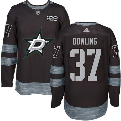Adidas Men Dallas Stars #37 Justin Dowling Black 1917-2017 100th Anniversary Stitched NHL Jersey